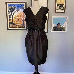 Alex Evenings V-neck Cap Shoulder Party Dress